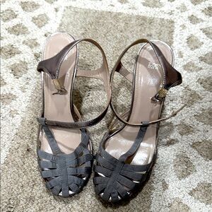 EOS Women's Gray and Brown Wedge Sandals